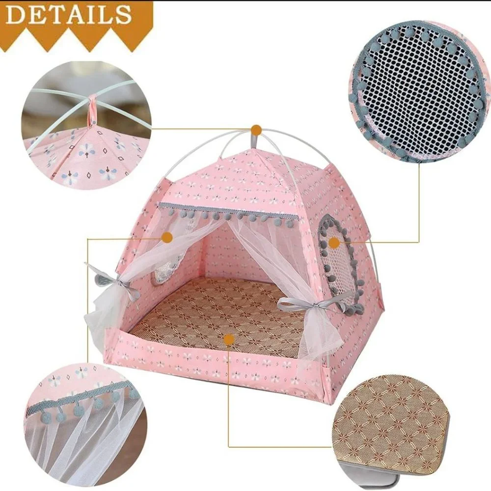 Cat Princess Indoor Tent House Pet Dog Cute Floral Cave Bed Portable Dog Tent